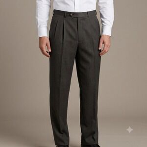 Vintage Cesarani Pleated Dress Pants Mens 36R Gray Pinstripe Wool Blend‎ EUC